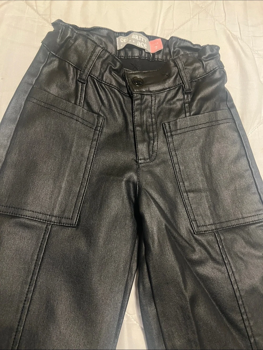 Celebrity Pink Black Faux Leather Cargo Pants